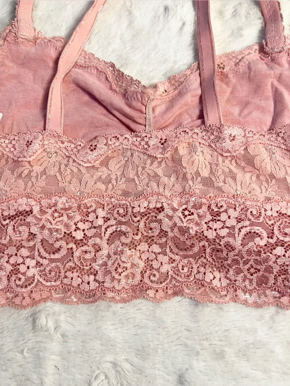 Soma Soft Pink Lace Bralette with Adjustable Straps Size Medium